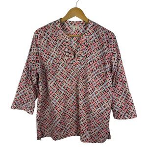 Talbots Geometric Print Tunic Top Size LP Multicolor Hippie Colorful Lightweight